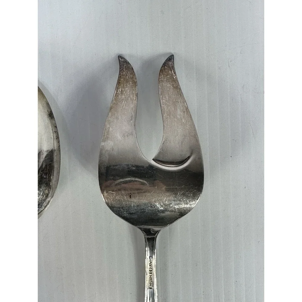 Vintage HOLMES & EDWARDS Deep Silver Serving Spoon & Fork 9 in Flatware
